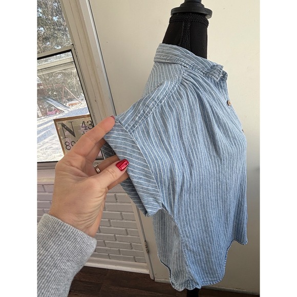 Faherty Breeze Striped Linen Blend Buttondown Shirt Small‎ layered boho classic - Picture 3 of 9